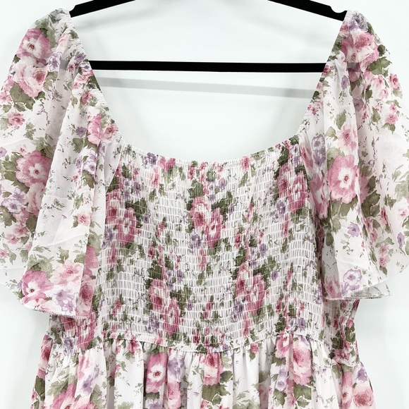 Shein Curve 2XL Floral Cottagecore Flutter Sleeve Maxi Dress - Picture 7 of 9
